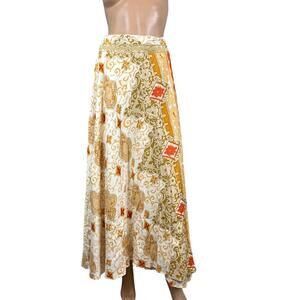 Soft Surroundings Maxi Skirt Full Wrap Tie Waist Bohemian Moroccan Indie Size L